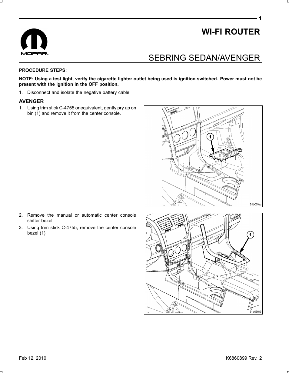 Wi­fi router sebring sedan/avenger | Mopar K6860899 User Manual | Page 96 / 121