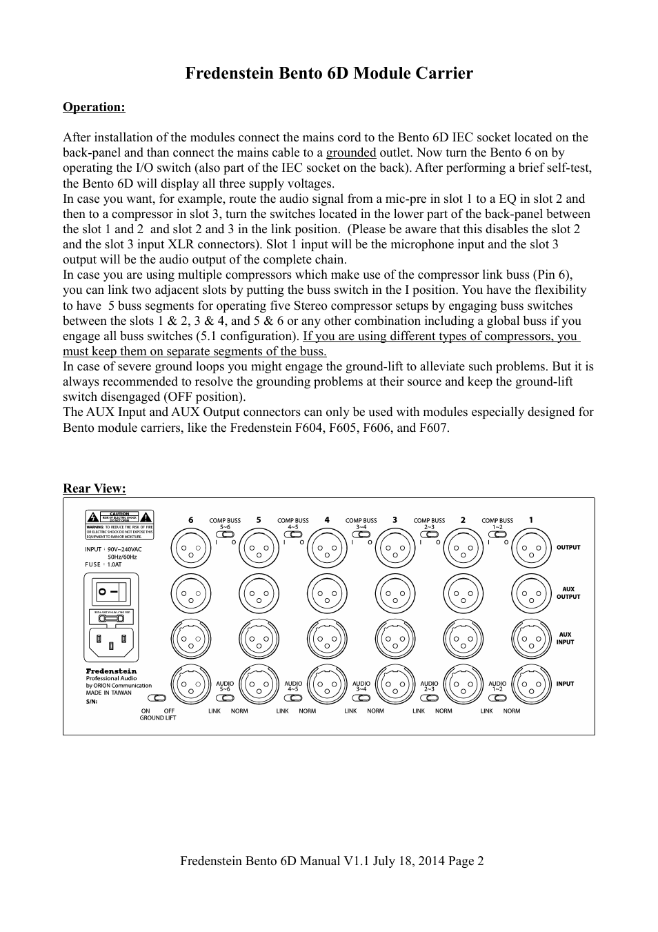 Fredenstein bento 6d module carrier | Fredenstein Bento 6D User Manual | Page 3 / 6