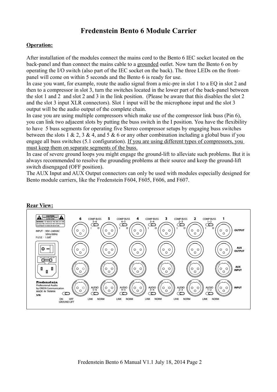 Fredenstein bento 6 module carrier | Fredenstein Bento 6 User Manual | Page 3 / 6
