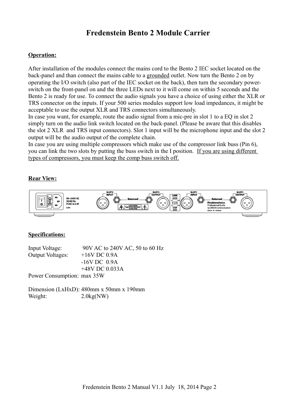 Fredenstein bento 2 module carrier | Fredenstein Bento 2 User Manual | Page 3 / 5