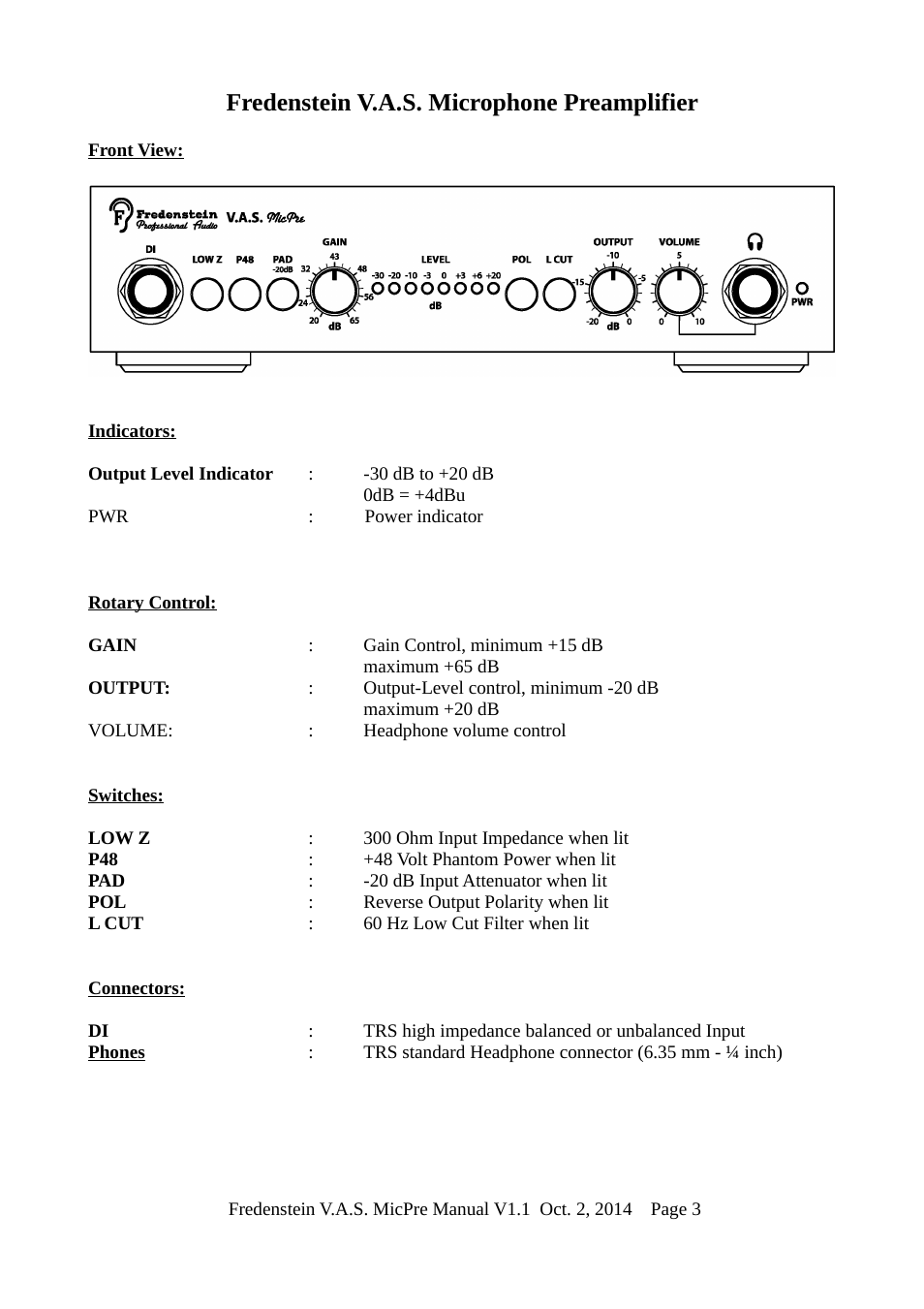 Fredenstein v.a.s. microphone preamplifier | Fredenstein V.A.S. MIC-PRE User Manual | Page 4 / 7