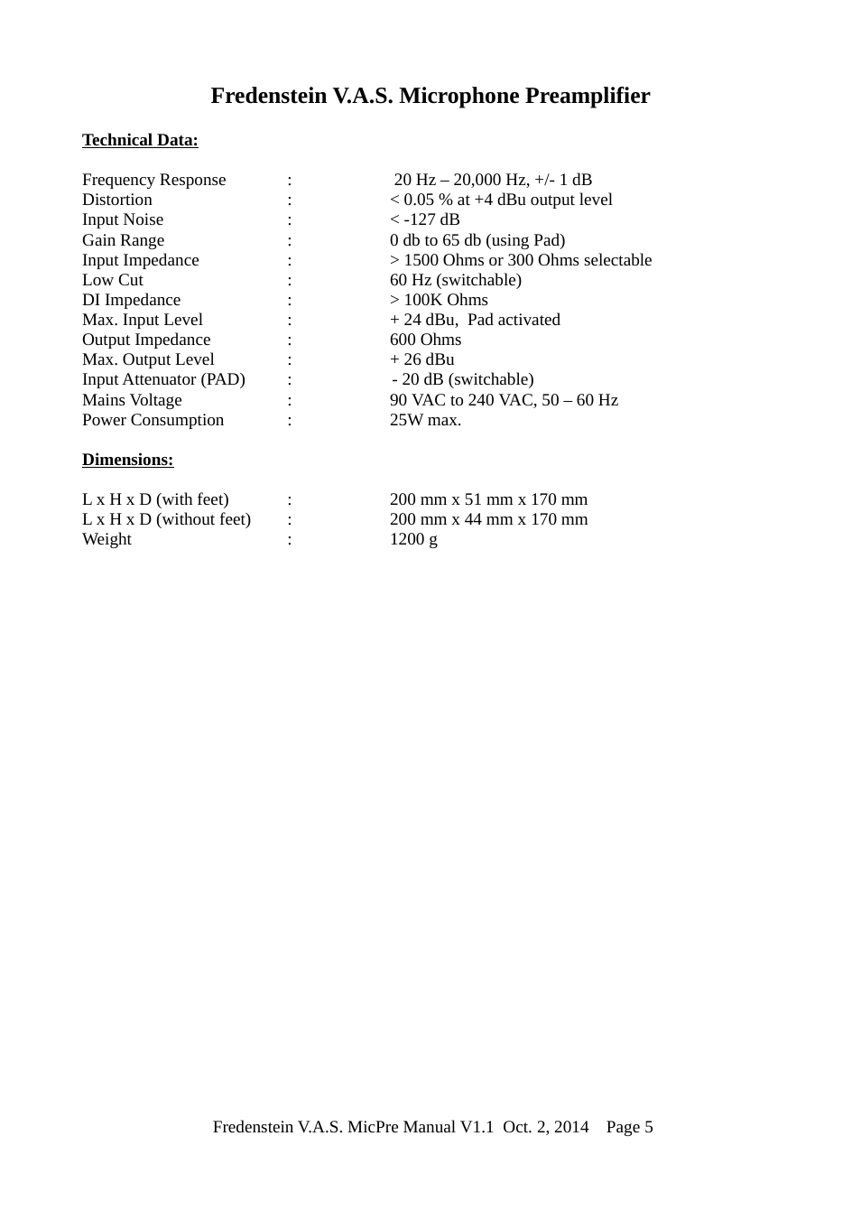 Fredenstein v.a.s. microphone preamplifier | Fredenstein V.A.S. MIC-PRE User Manual | Page 6 / 7