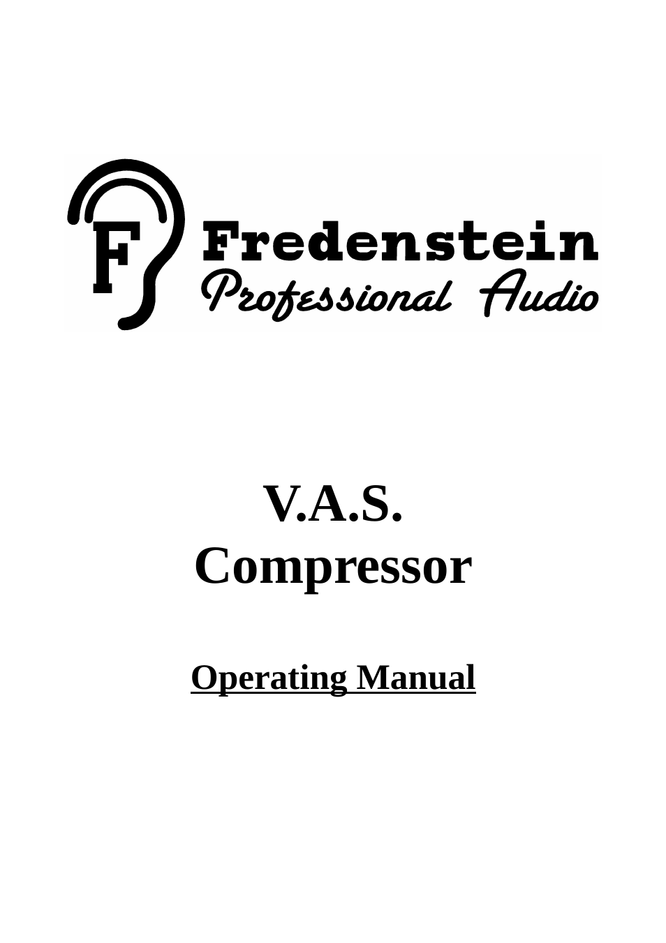 Fredenstein V.A.S. Compressor User Manual | 6 pages