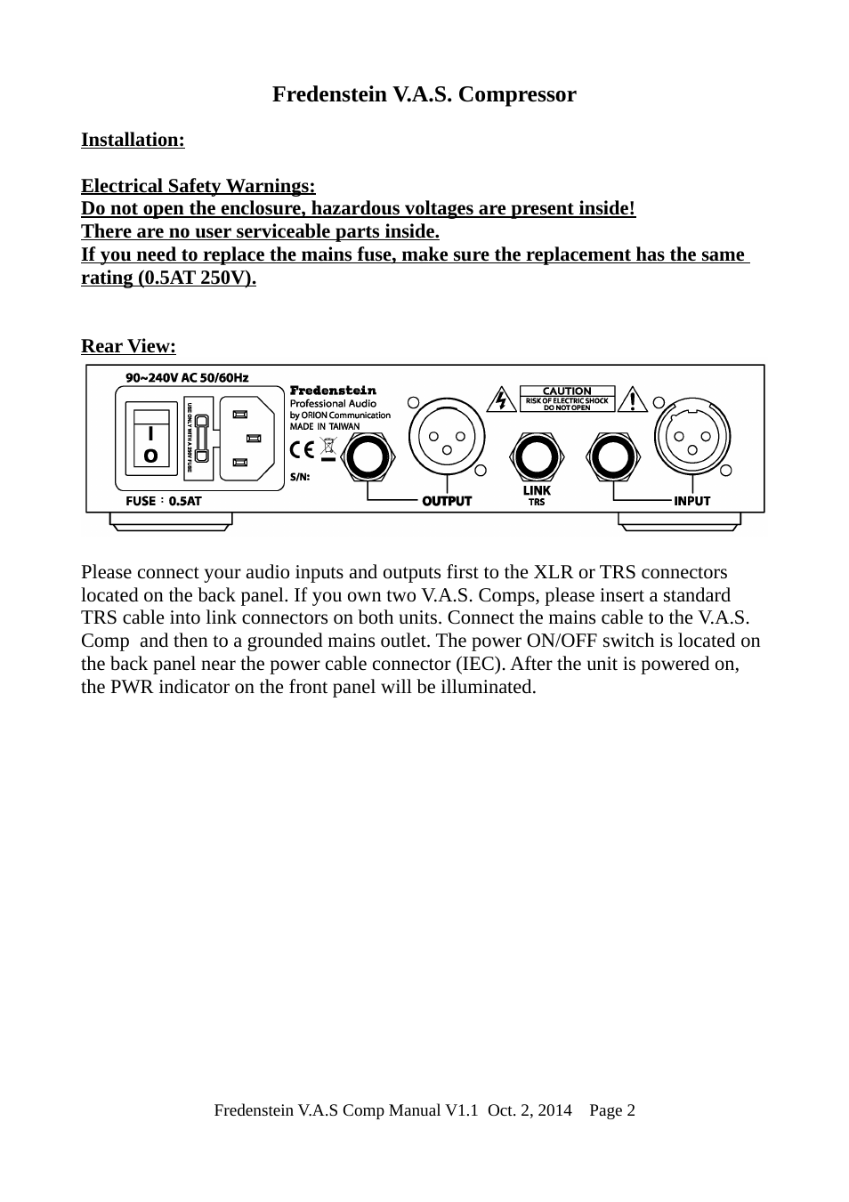 Fredenstein V.A.S. Compressor User Manual | Page 3 / 6