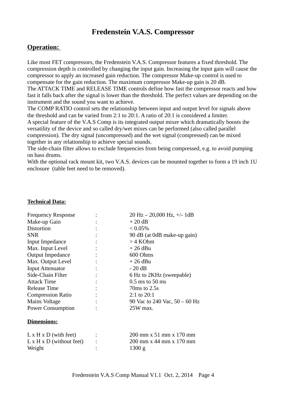 Fredenstein v.a.s. compressor | Fredenstein V.A.S. Compressor User Manual | Page 5 / 6