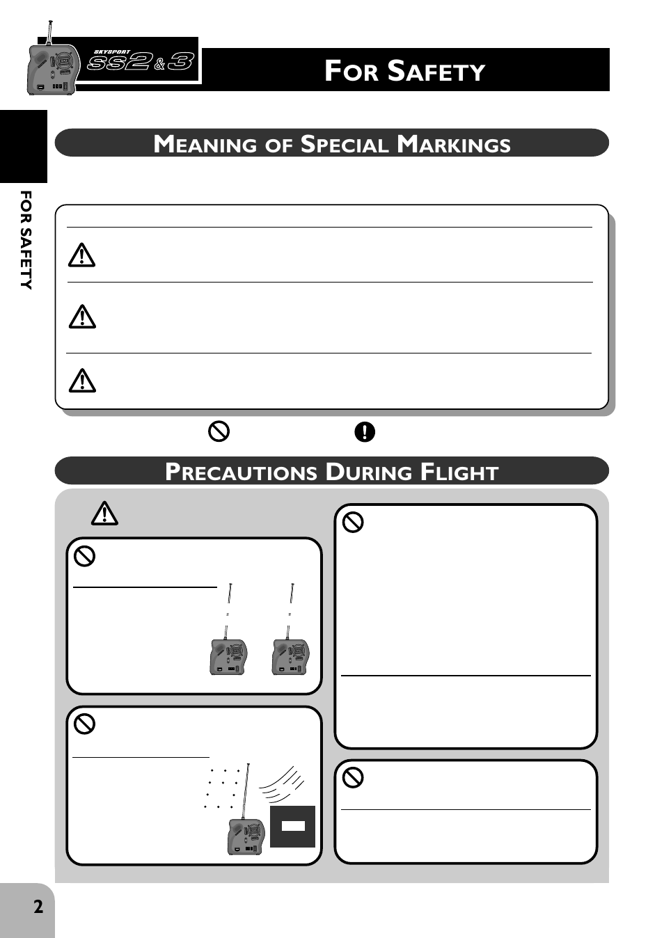 Afety, Recautions, Uring | Light, Eaning, Pecial, Arkings | Futaba 3FR User Manual | Page 4 / 18