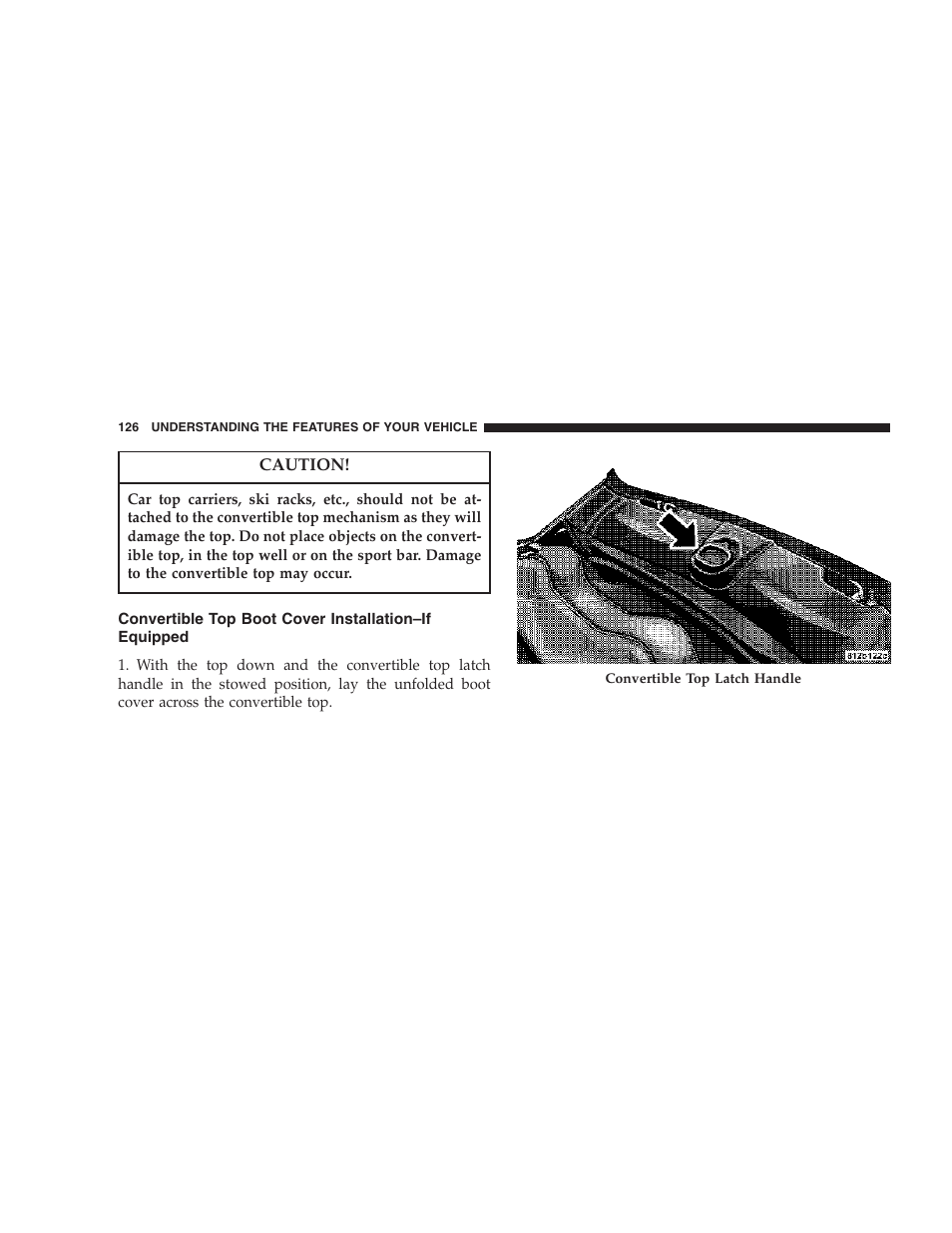 Convertible top boot cover installation–if, Equipped | Chrysler 2006 PT Cruiser Sedan User Manual | Page 126 / 464