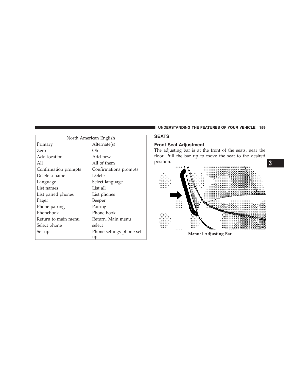 Seats, Front seat adjustment | Chrysler 2006 PT Cruiser Sedan User Manual | Page 159 / 464