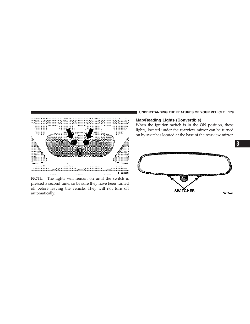 Map/reading lights (convertible) | Chrysler 2006 PT Cruiser Sedan User Manual | Page 179 / 464