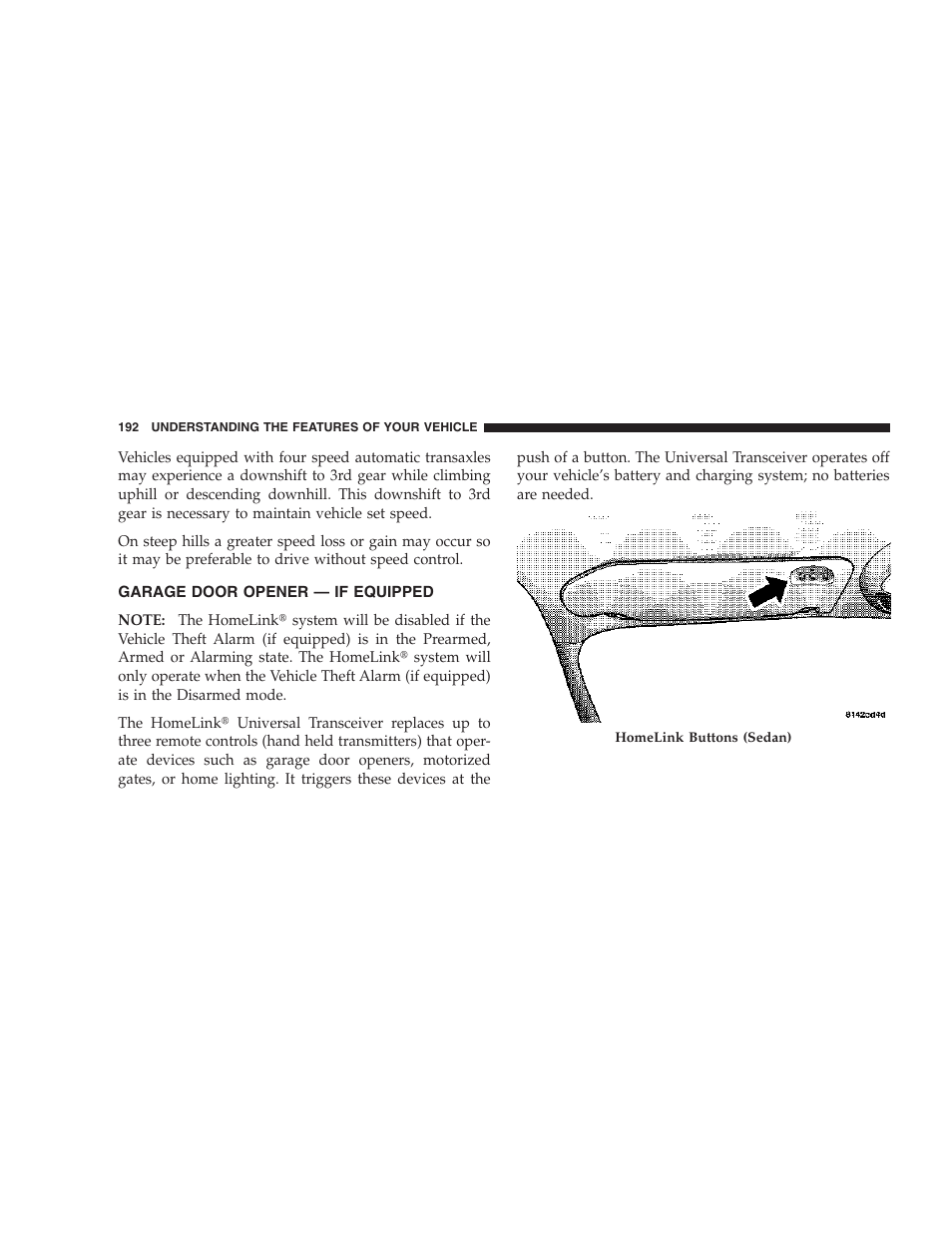 Garage door opener — if equipped | Chrysler 2006 PT Cruiser Sedan User Manual | Page 192 / 464