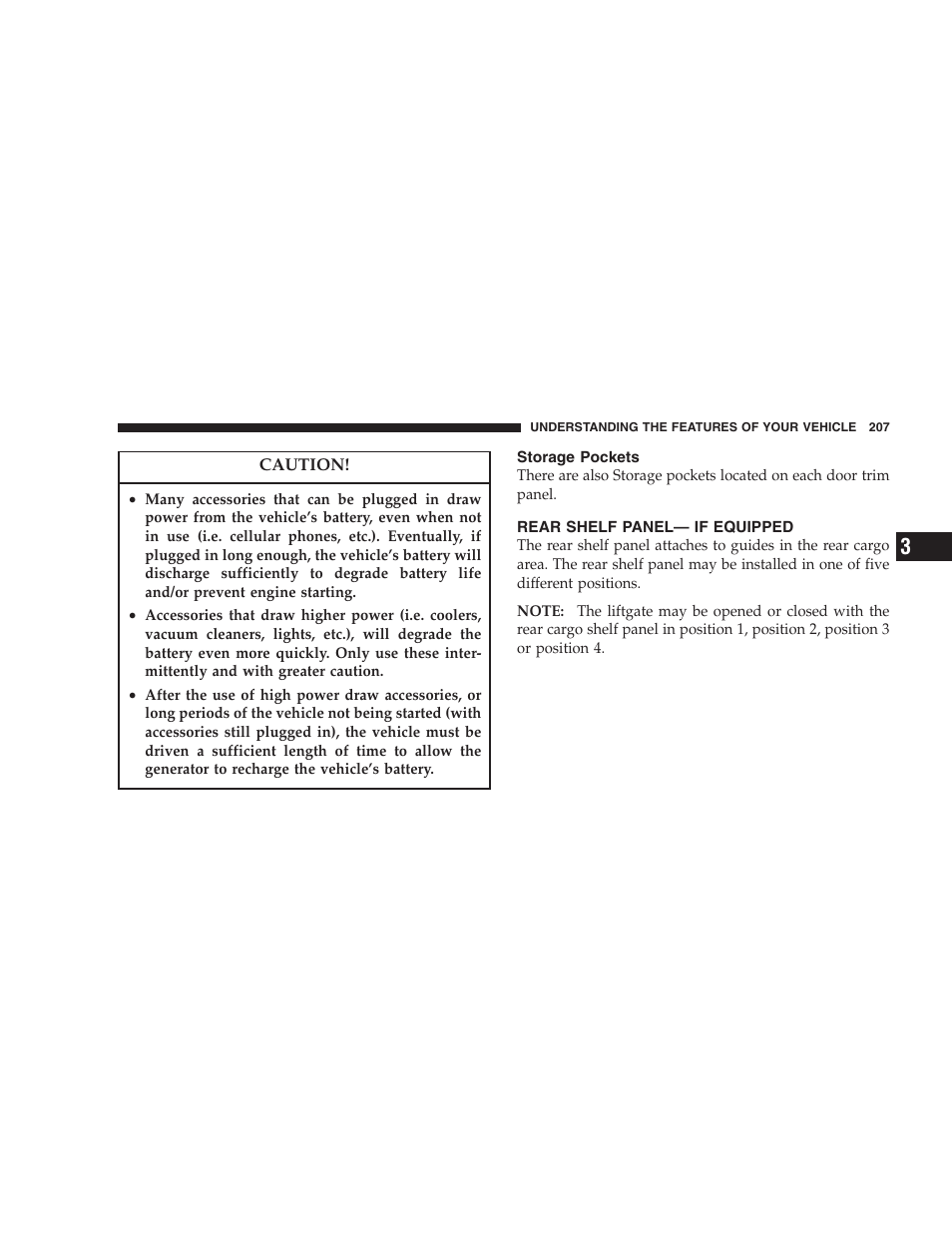 Storage pockets, Rear shelf panel— if equipped | Chrysler 2006 PT Cruiser Sedan User Manual | Page 207 / 464