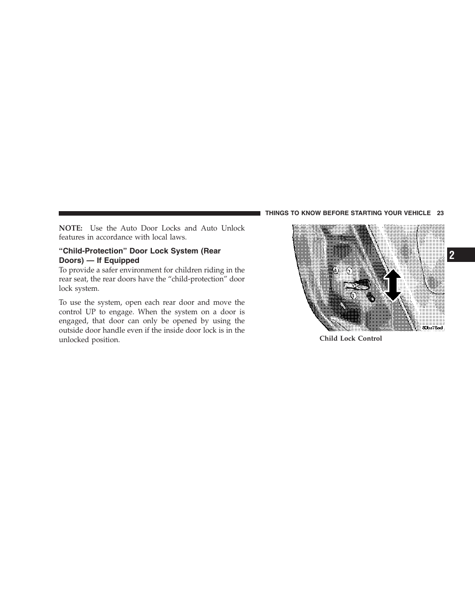 Child-protection” door lock system, Rear doors) — if equipped | Chrysler 2006 PT Cruiser Sedan User Manual | Page 23 / 464