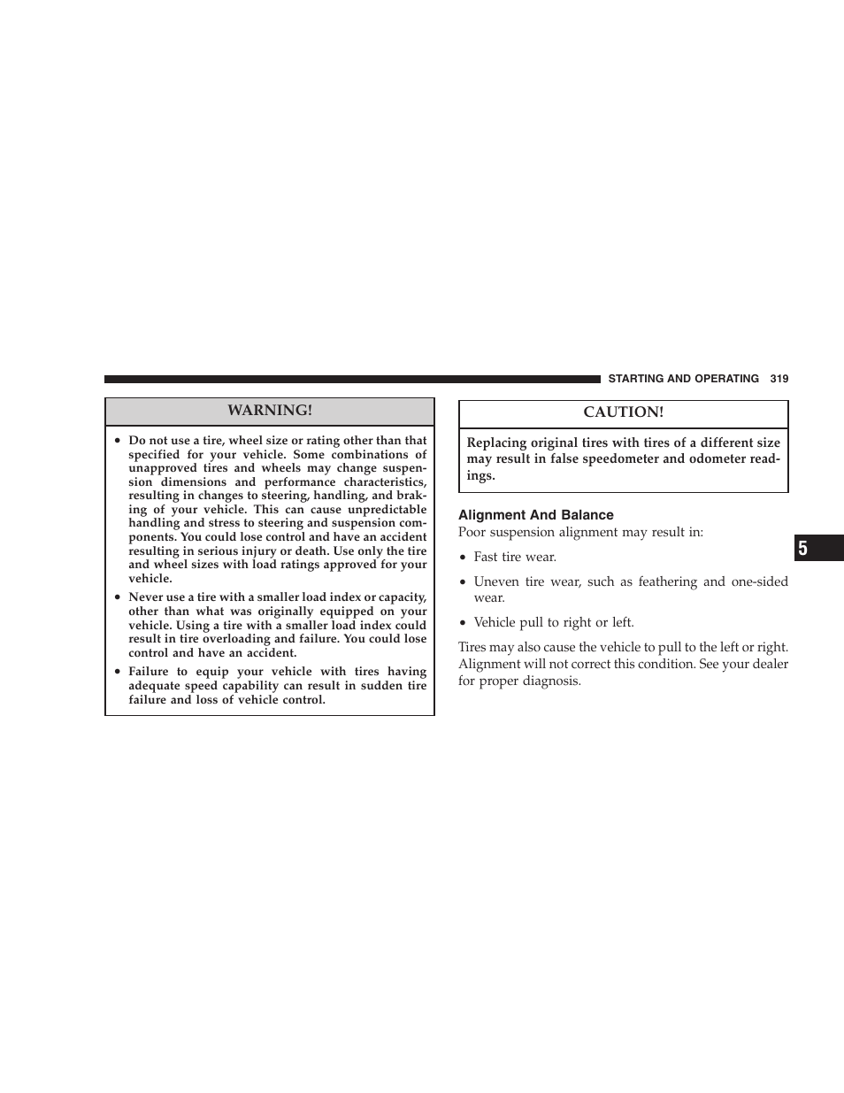 Alignment and balance | Chrysler 2006 PT Cruiser Sedan User Manual | Page 319 / 464