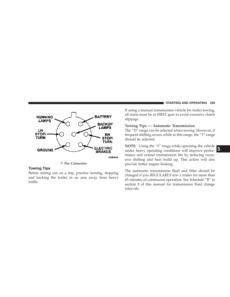 Towing tips | Chrysler 2006 PT Cruiser Sedan User Manual | Page 339 / 464