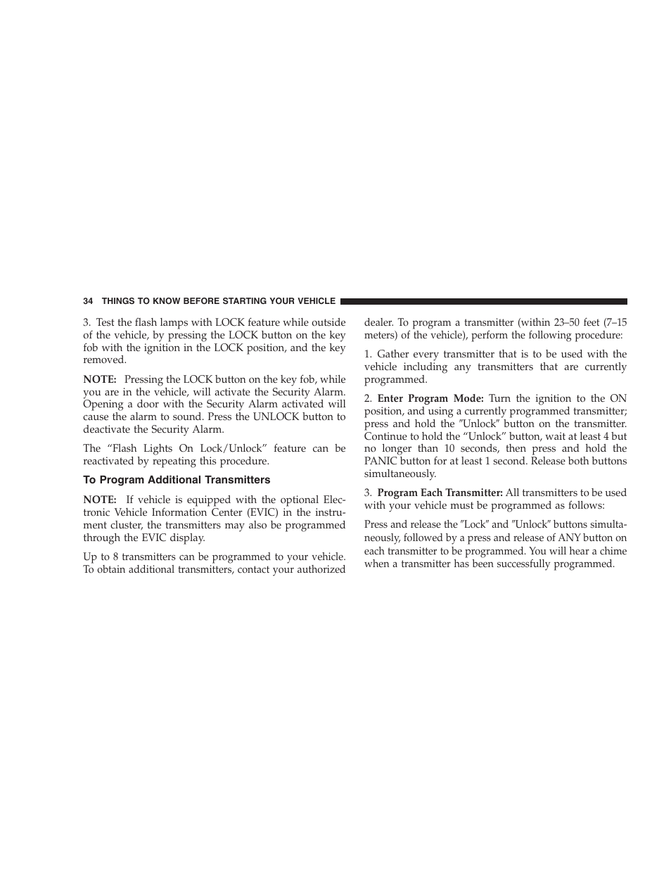 To program additional transmitters | Chrysler 2006 PT Cruiser Sedan User Manual | Page 34 / 464