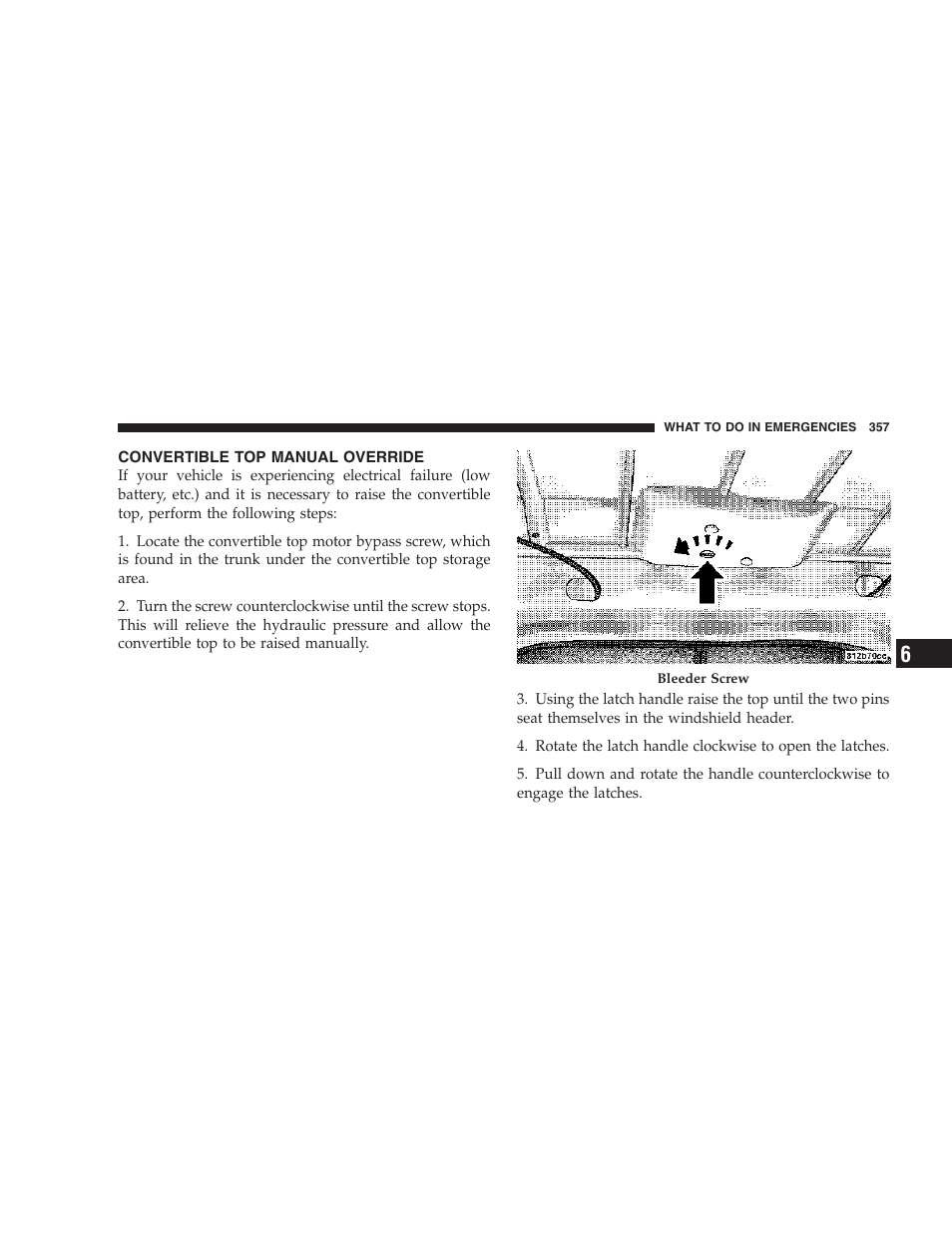 Convertible top manual override | Chrysler 2006 PT Cruiser Sedan User Manual | Page 357 / 464