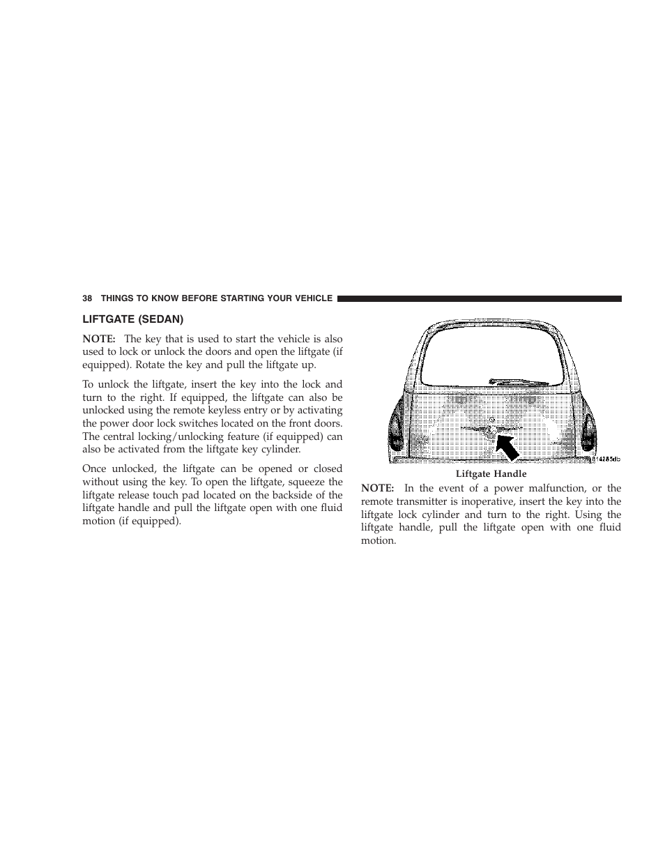 Liftgate (sedan) | Chrysler 2006 PT Cruiser Sedan User Manual | Page 38 / 464