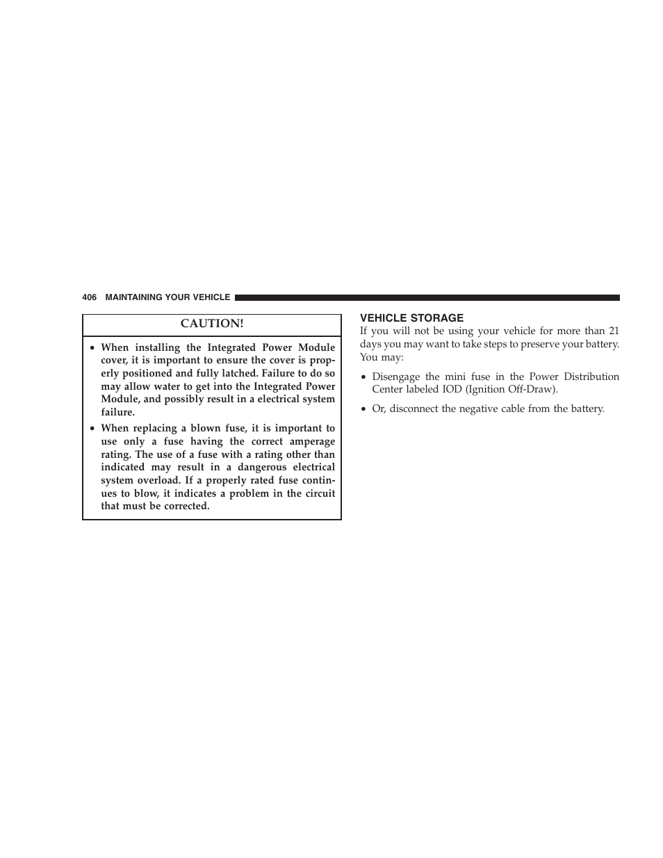 Vehicle storage | Chrysler 2006 PT Cruiser Sedan User Manual | Page 406 / 464