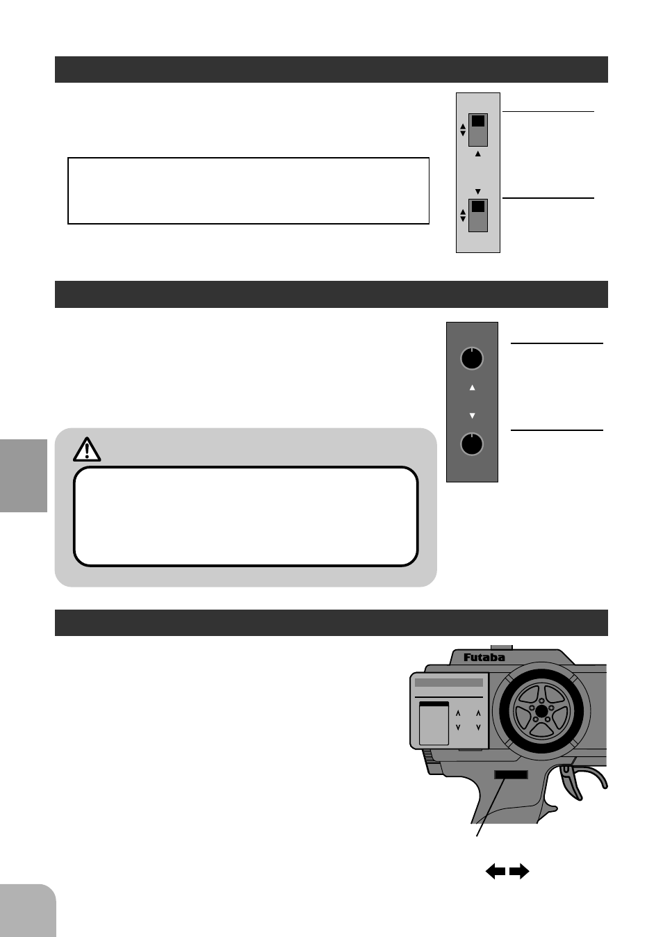 Warning, Servo reverse steering atv, Steering d/r | Description of functions, Only 2pcka), Reversing switches) throttle, Steering, Steering atv) right side, Left side, Travel maximum travel minimum | Futaba 2PCKA User Manual | Page 15 / 18