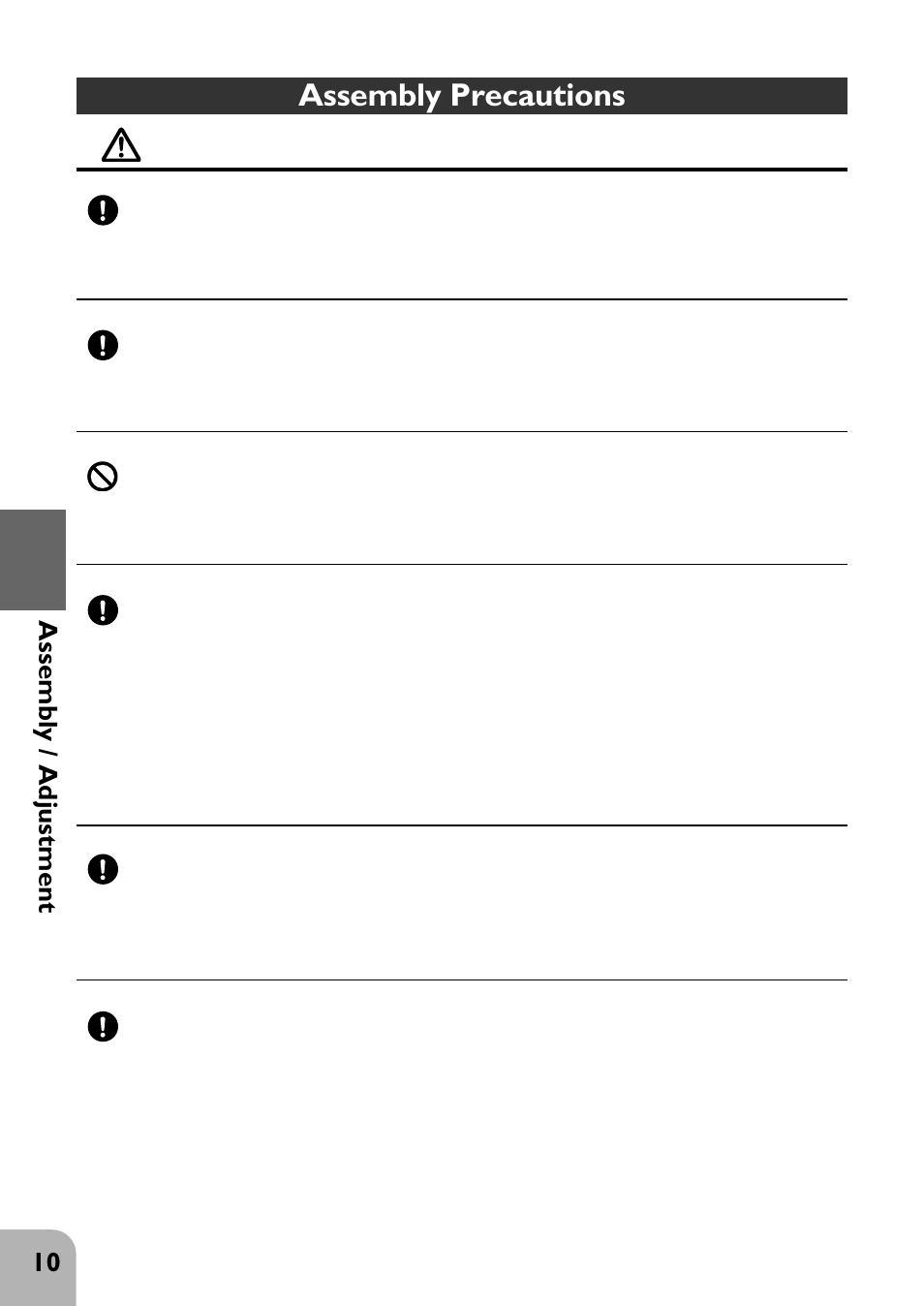 Warning, Assembly precautions, 10 assembly / adjustment | Futaba 2PHKA User Manual | Page 11 / 18