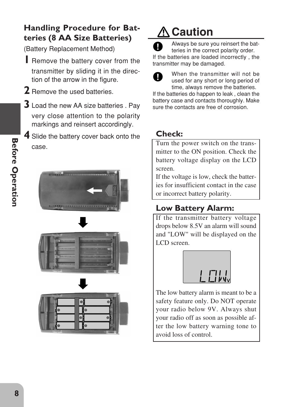 Caution | Futaba 2PL User Manual | Page 10 / 22