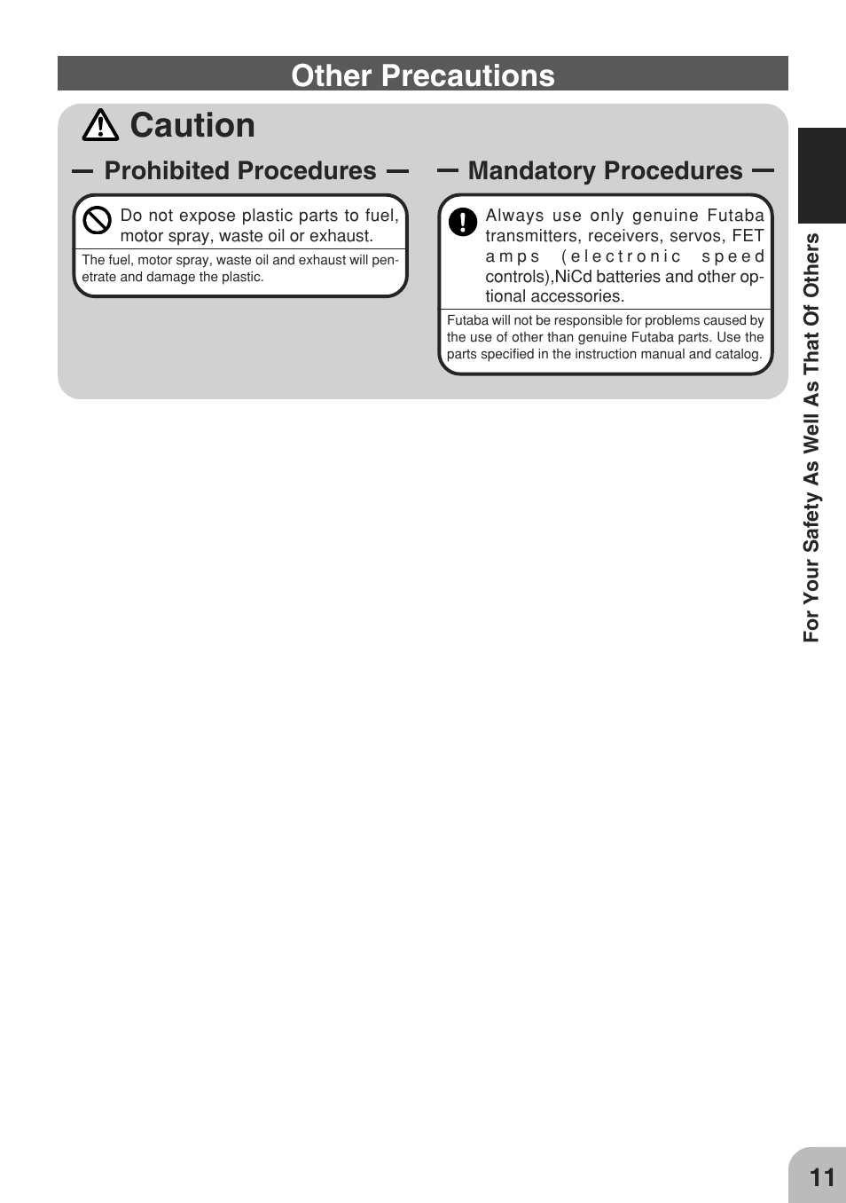 Caution, Other precautions | Futaba 3GR 2.4GHz User Manual | Page 10 / 61