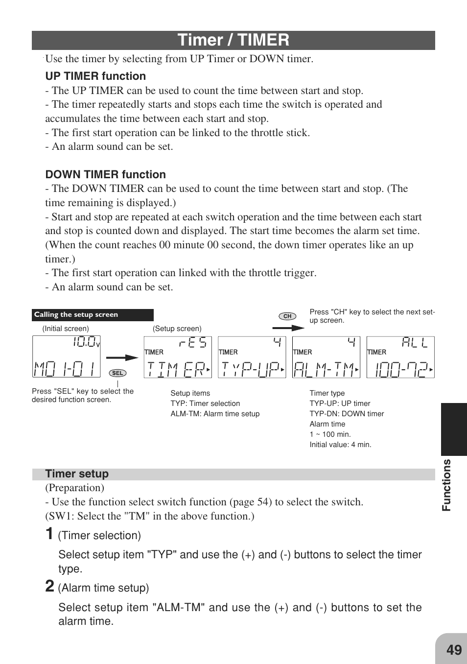 Timer / timer | Futaba 3GR 2.4GHz User Manual | Page 48 / 61