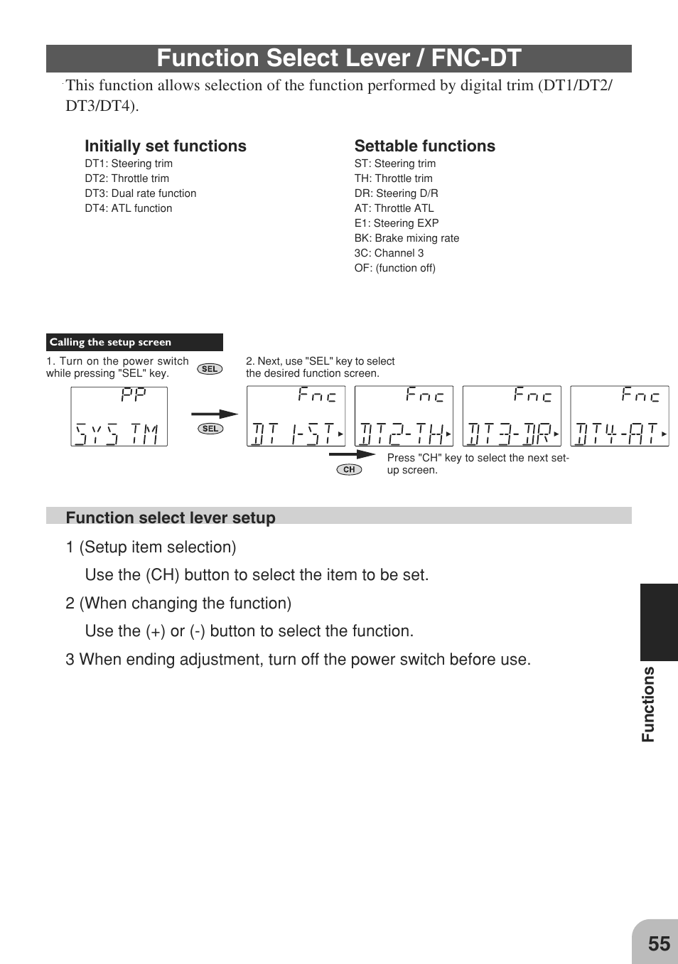 Function select lever / fnc-dt | Futaba 3GR 2.4GHz User Manual | Page 54 / 61