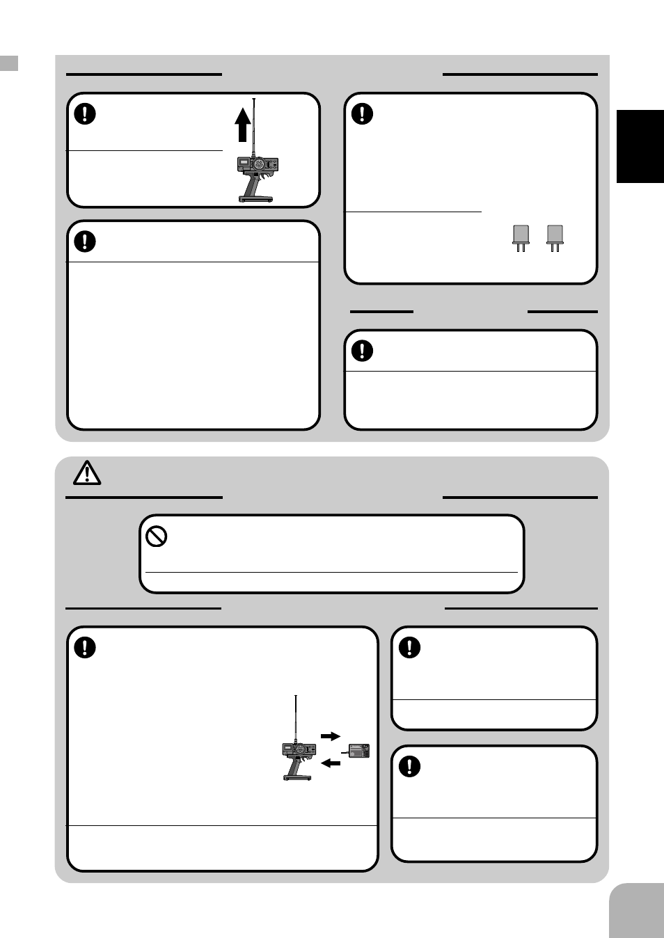 Caution, Mandatory procedures, Item check | Prohibited procedures mandatory procedures, For your safety as well as that of others | Futaba 3PDF User Manual | Page 5 / 39