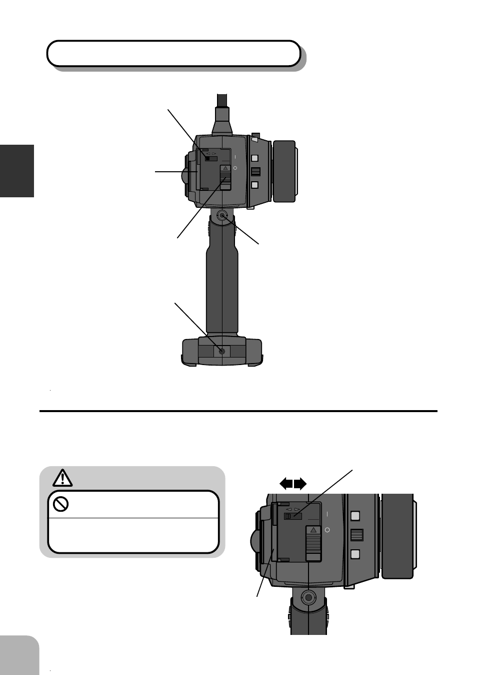 Warning, Transmitter t3pj super (side view) display switch | Futaba 3PJS User Manual | Page 22 / 110