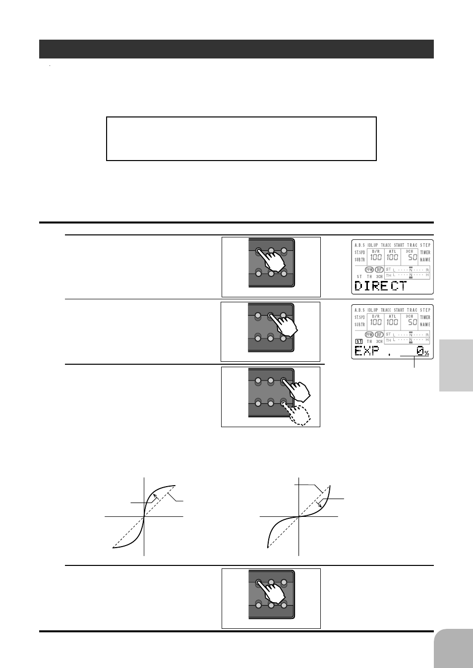 Steering exp, Direct mode functions, Quick) (mild) | Servo travel, 2 times | Futaba 3PJS User Manual | Page 39 / 110