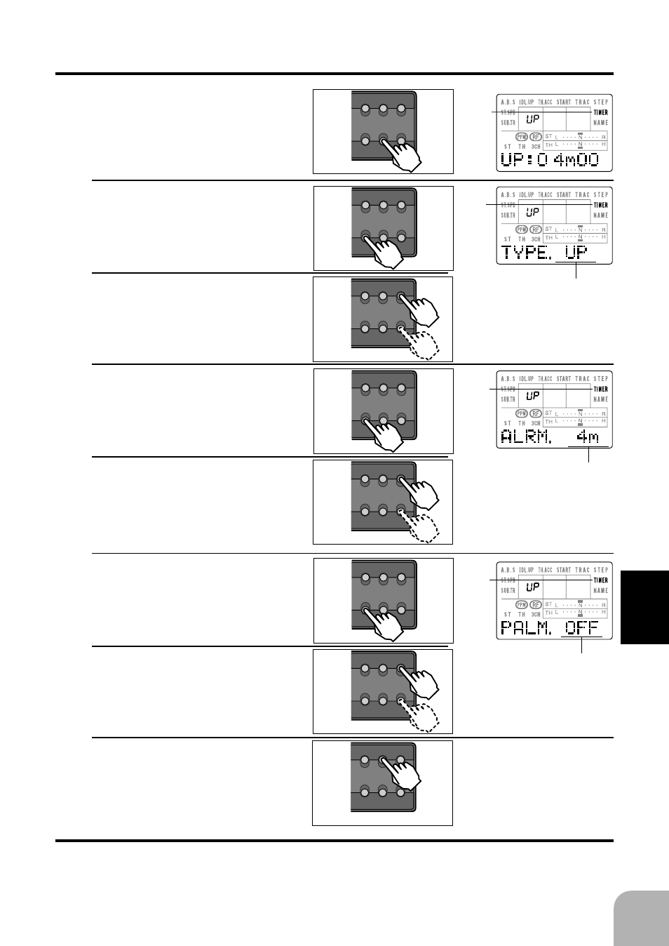 2 times, Up: up timer dn: down timer, 2 times blink blink blink blink | Futaba 3PJS User Manual | Page 65 / 110