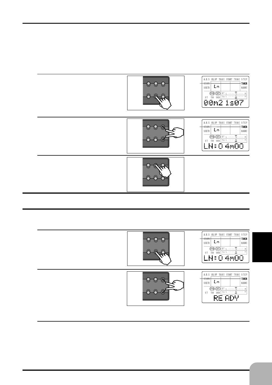 Reset), Same as described above.), Blink - 2 times | Ln: lap navigation timer, 2 times, Blink | Futaba 3PJS User Manual | Page 69 / 110