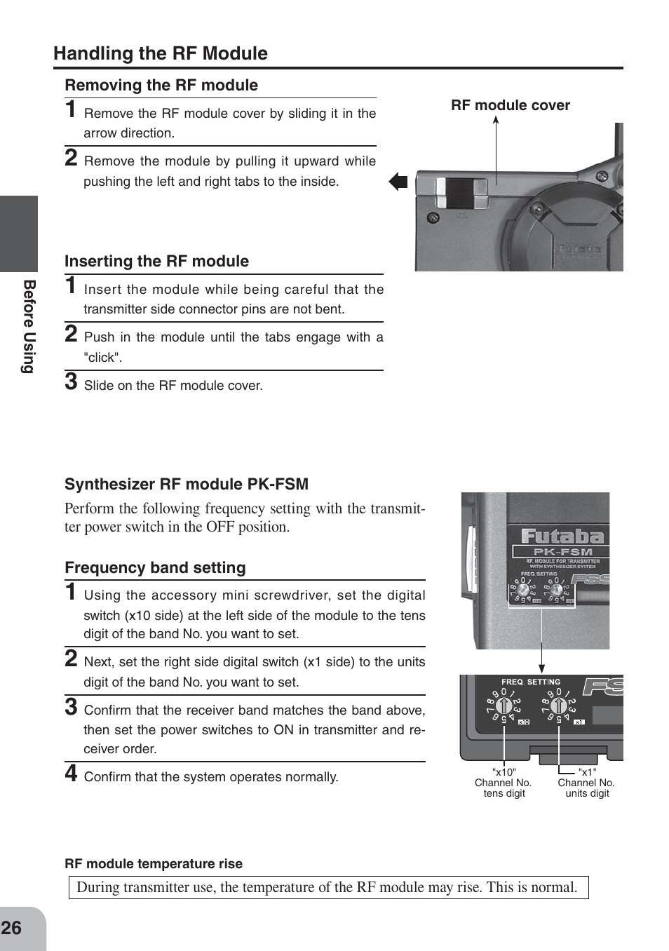 Handling the rf module | Futaba 3PKS User Manual | Page 26 / 116