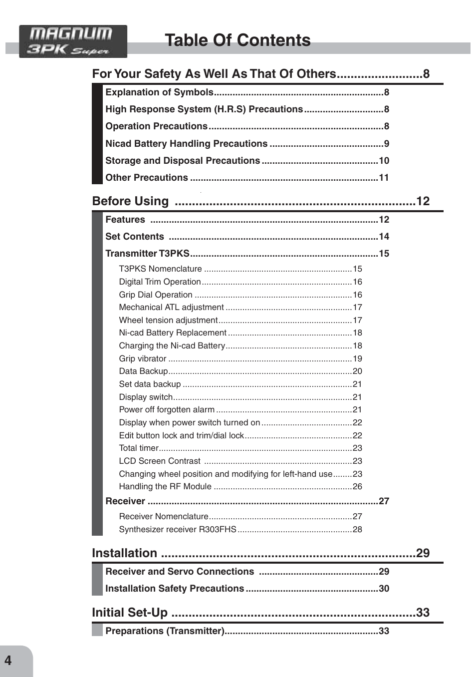 Futaba 3PKS User Manual | Page 4 / 116
