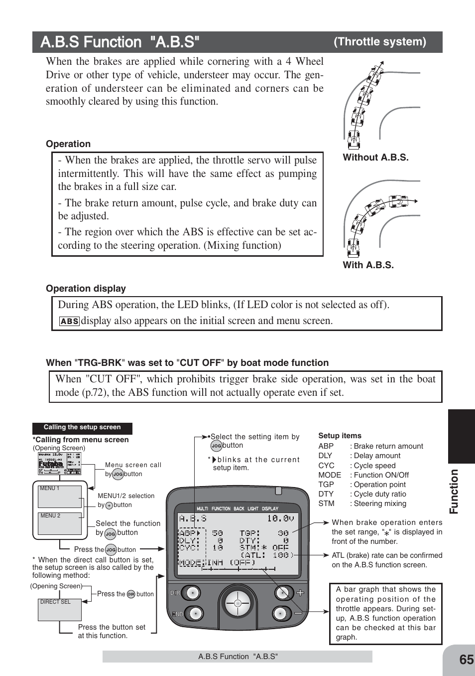 A.b.s function "a.b.s, Fu nction | Futaba 3PKS User Manual | Page 65 / 116