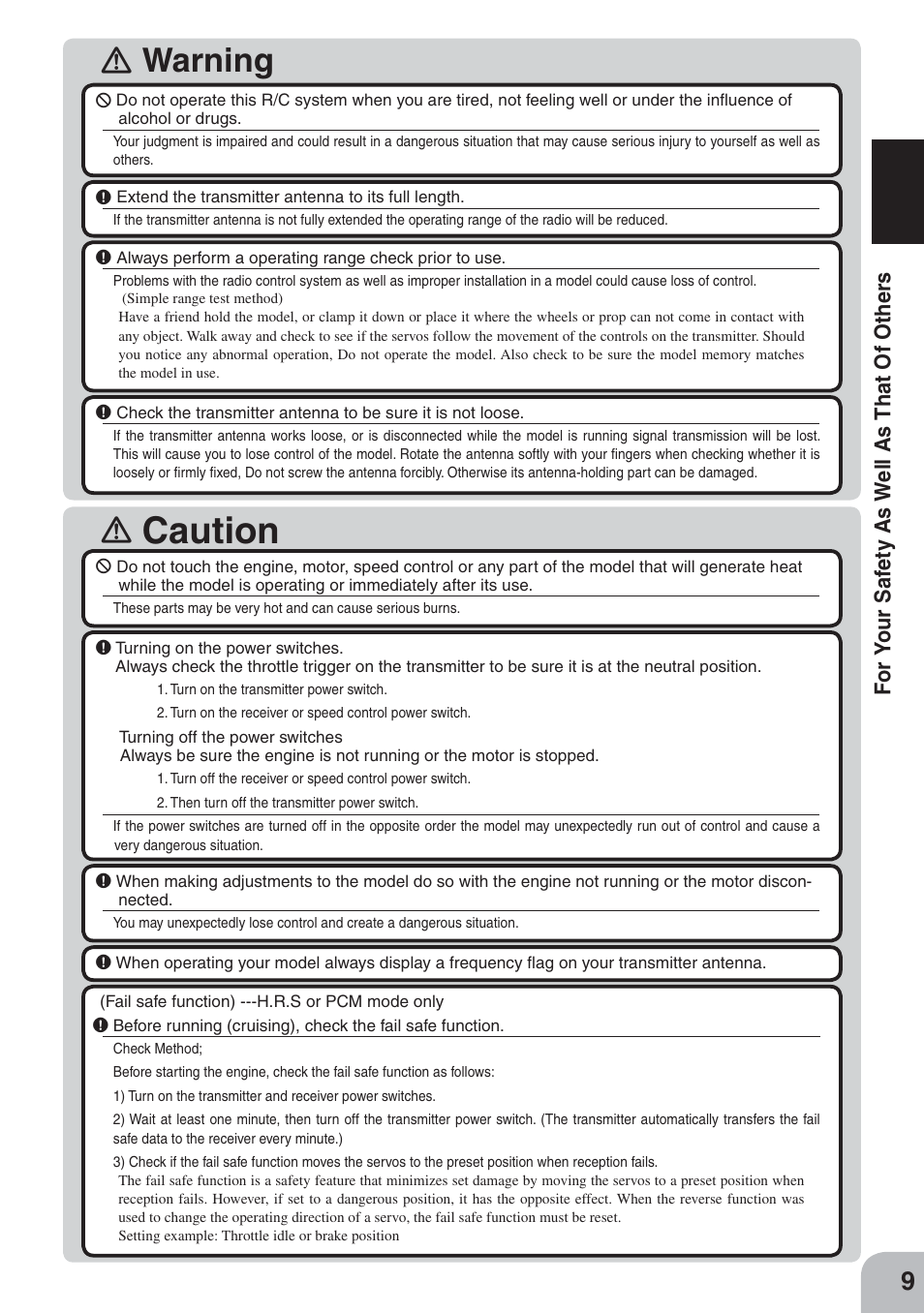 Caution, Ｉ warning | Futaba 3PKS User Manual | Page 9 / 116