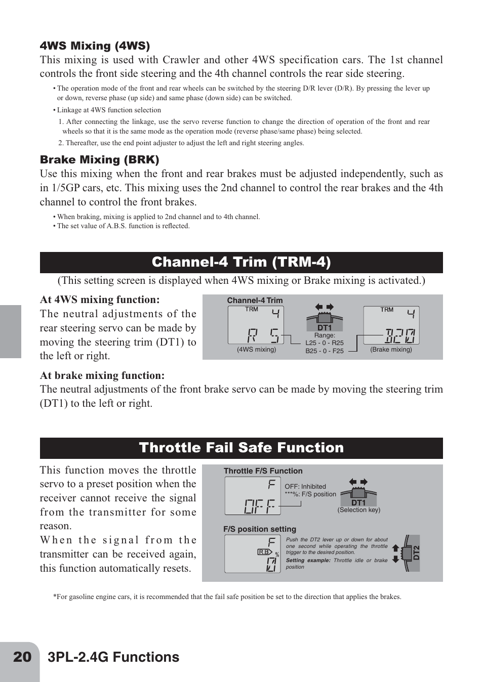 Channel-4 trim (trm-4) | Futaba 3PL 2.4GHz FHSS User Manual | Page 20 / 28
