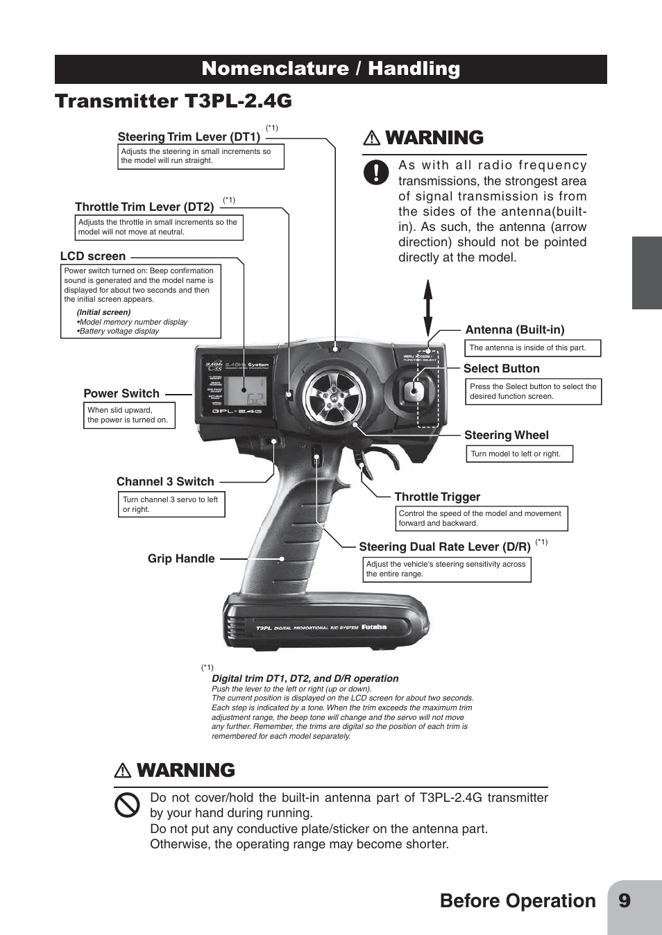 Ｎ warning | Futaba 3PL 2.4GHz FHSS User Manual | Page 9 / 28