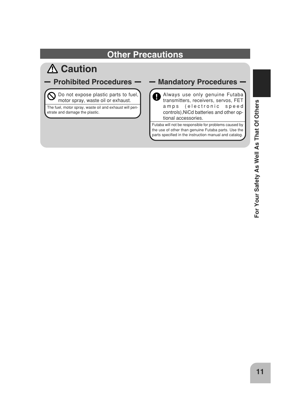 Caution, Other precautions | Futaba 3PM 2.4GHz User Manual | Page 10 / 60