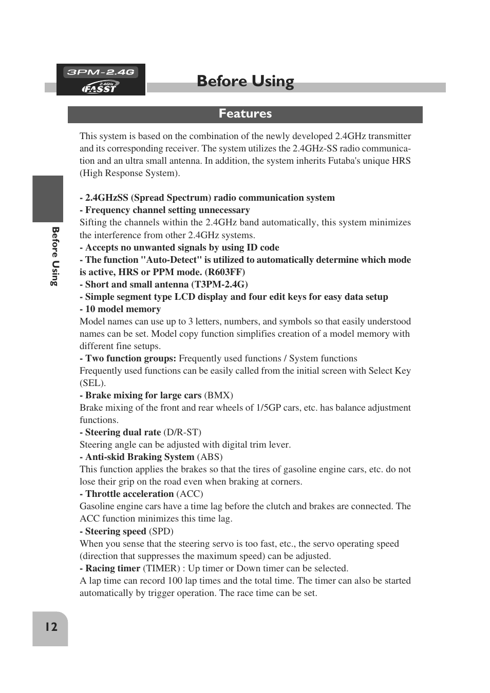 Before using | Futaba 3PM 2.4GHz User Manual | Page 11 / 60