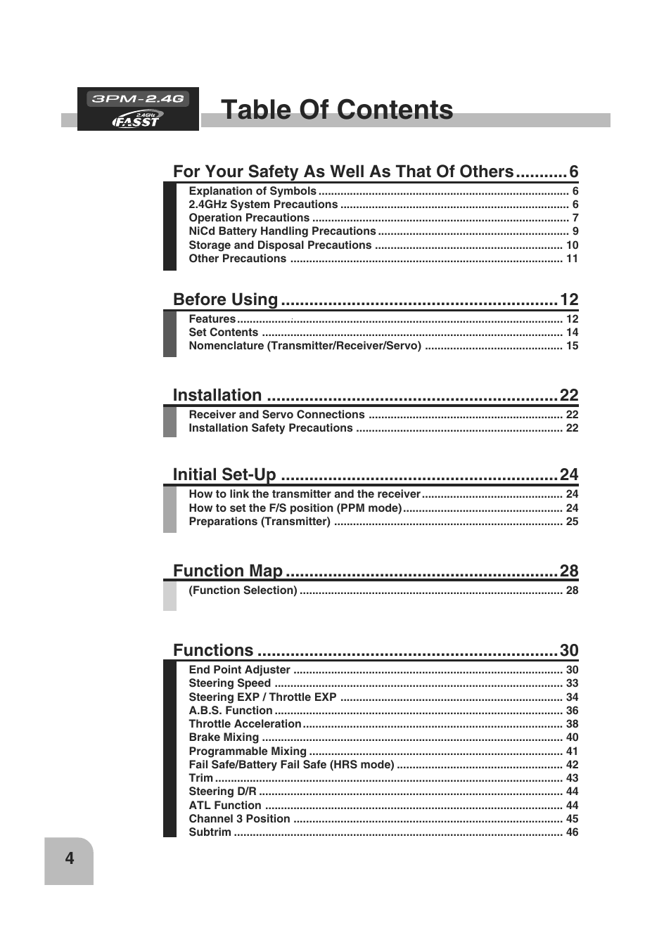 Futaba 3PM 2.4GHz User Manual | Page 3 / 60