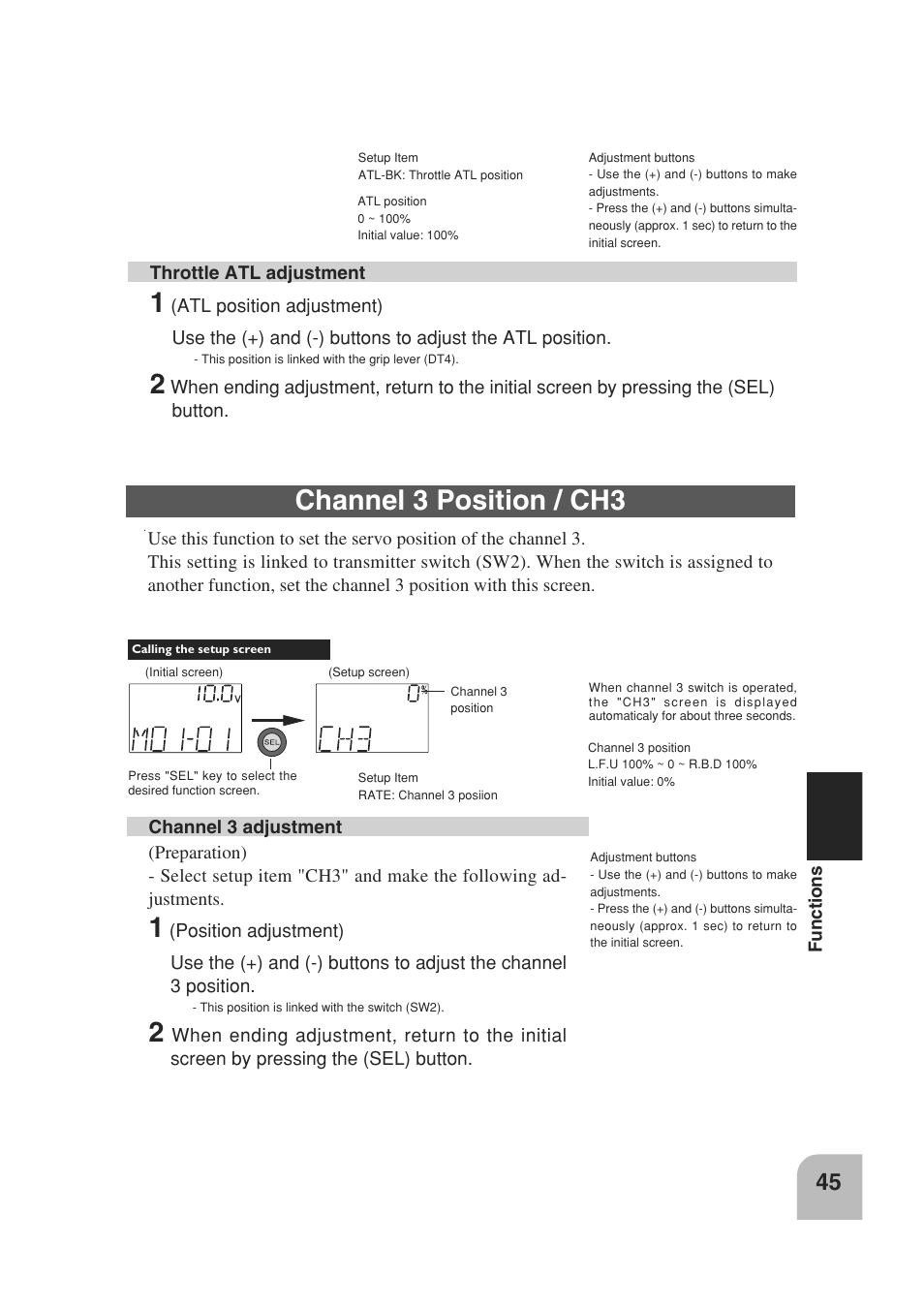 Channel 3 position / ch3 | Futaba 3PM 2.4GHz User Manual | Page 44 / 60