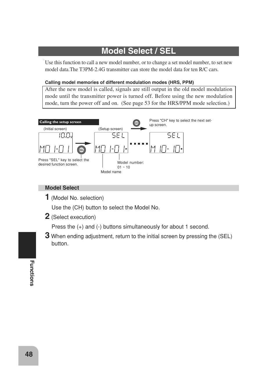 Model select / sel | Futaba 3PM 2.4GHz User Manual | Page 47 / 60