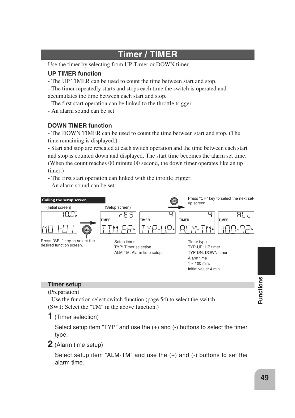 Timer / timer | Futaba 3PM 2.4GHz User Manual | Page 48 / 60