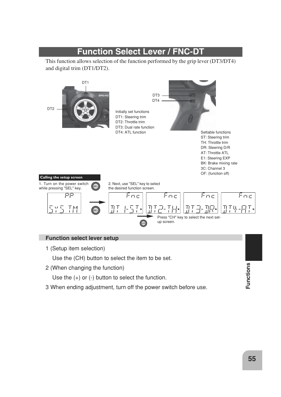 Function select lever / fnc-dt | Futaba 3PM 2.4GHz User Manual | Page 54 / 60