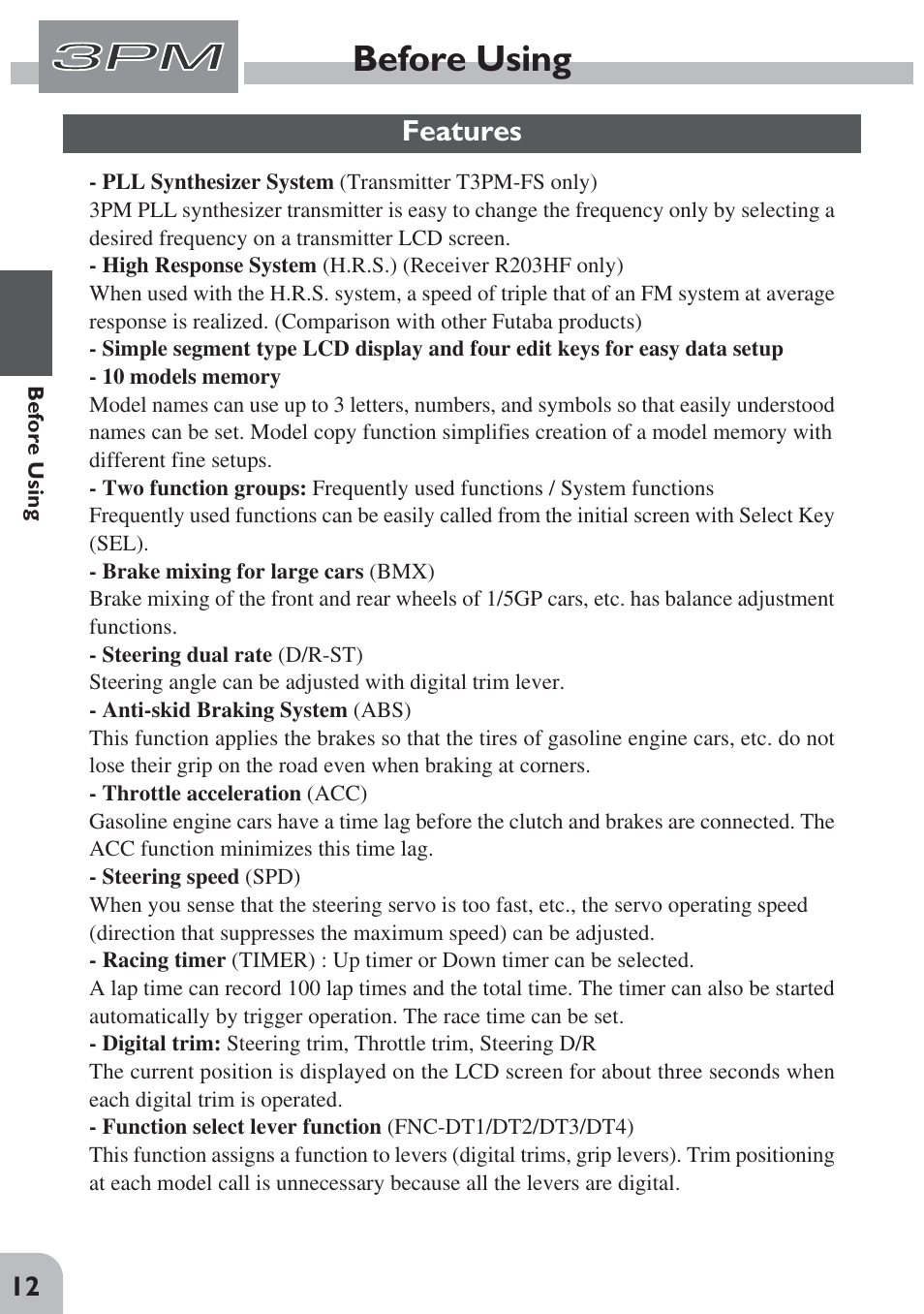 Before using | Futaba 3PM FM, FS, FS Pro User Manual | Page 11 / 60