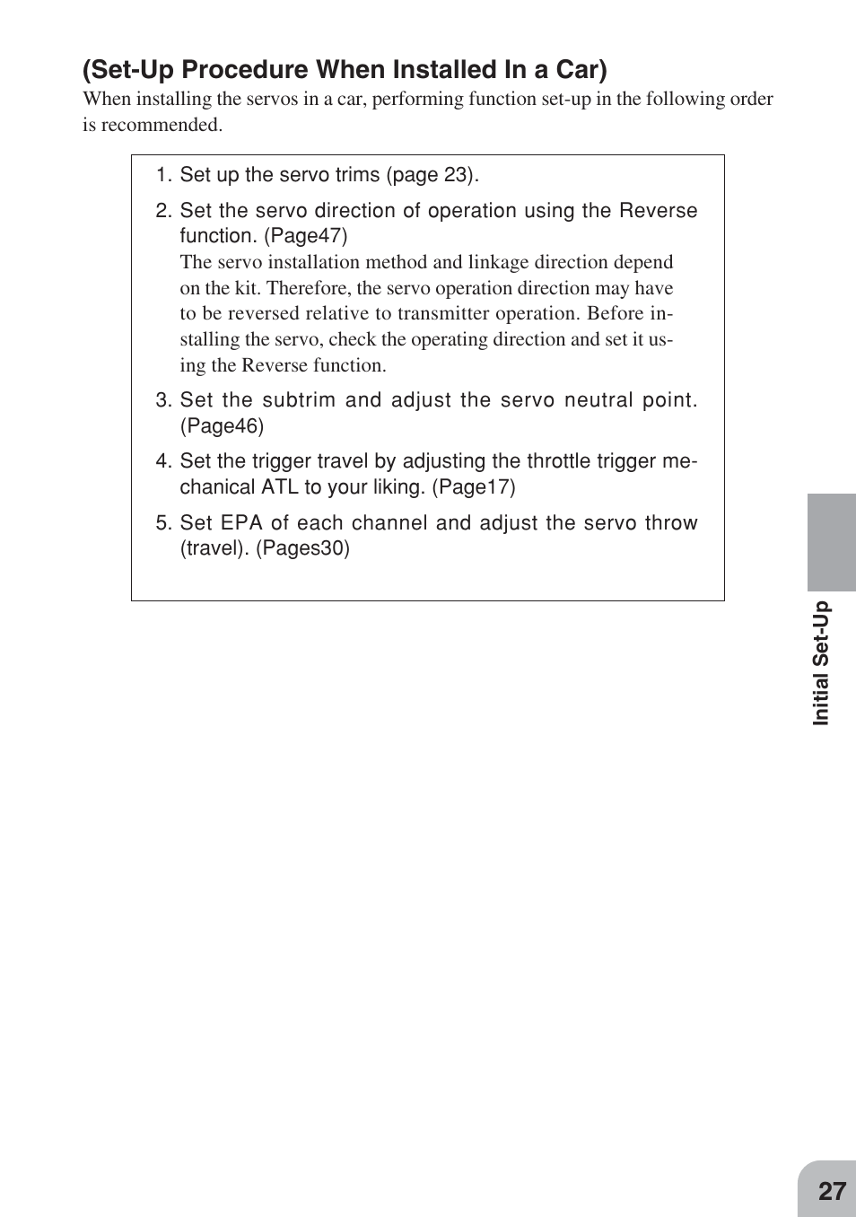 Set-up procedure when installed in a car) | Futaba 3PM FM, FS, FS Pro User Manual | Page 26 / 60