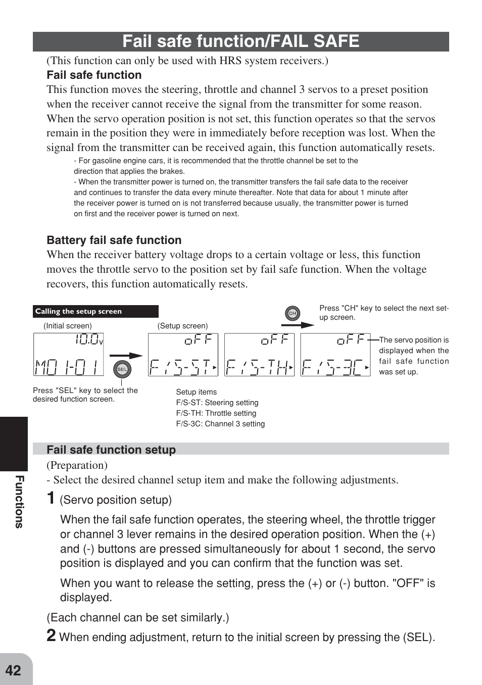 Fail safe function/fail safe | Futaba 3PM FM, FS, FS Pro User Manual | Page 41 / 60