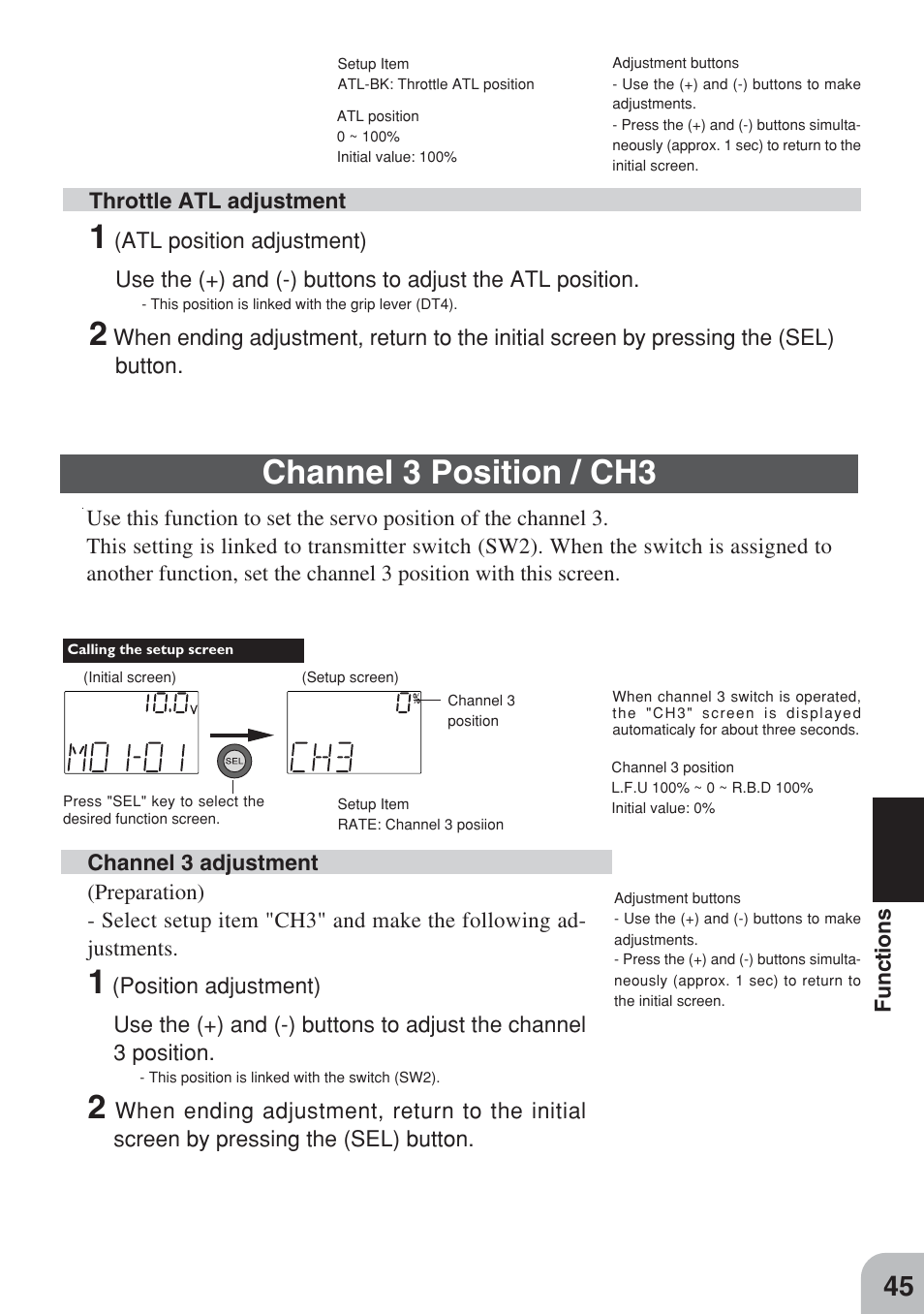 Channel 3 position / ch3 | Futaba 3PM FM, FS, FS Pro User Manual | Page 44 / 60